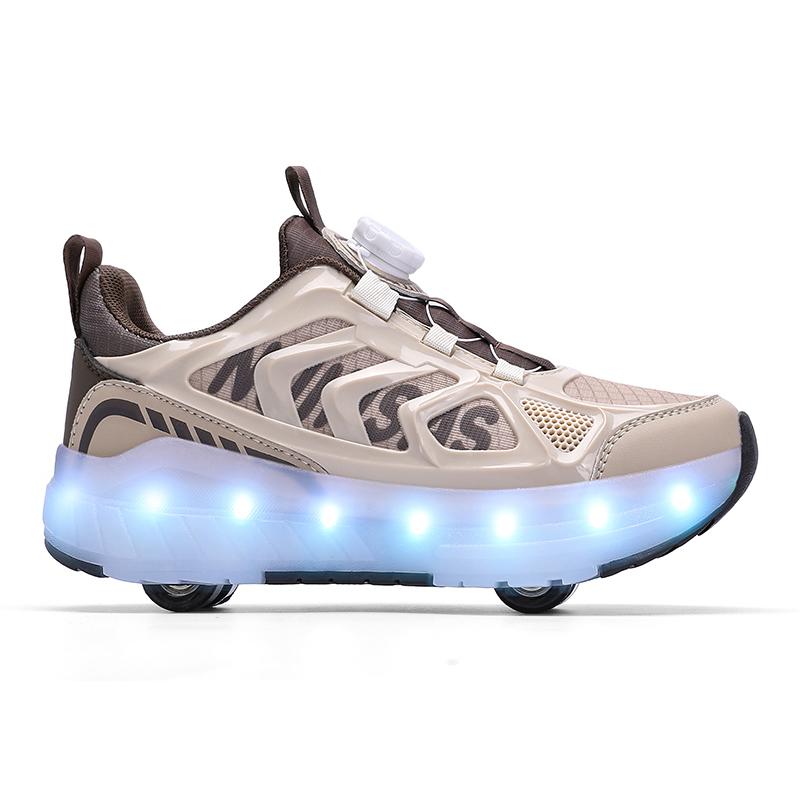 Kids Lights Sports Shoes Rubbing Shoes Charging and Disassembling Four Wheels Slide Shoes LED Kids Glowing Sneakers