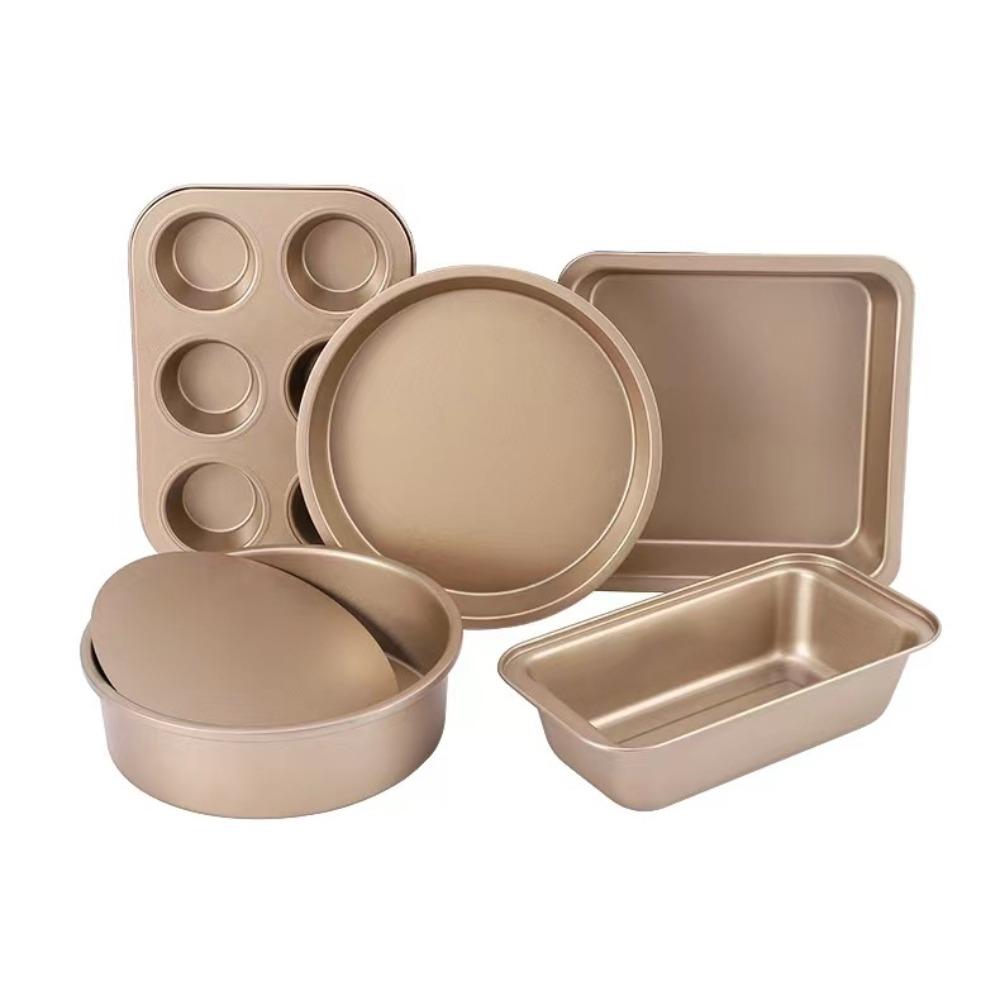 5PCS Heat-resistant Complete Baking Tray Kit Carbon Steel Cake Mold Convenient Baking Pan Set Pizza
