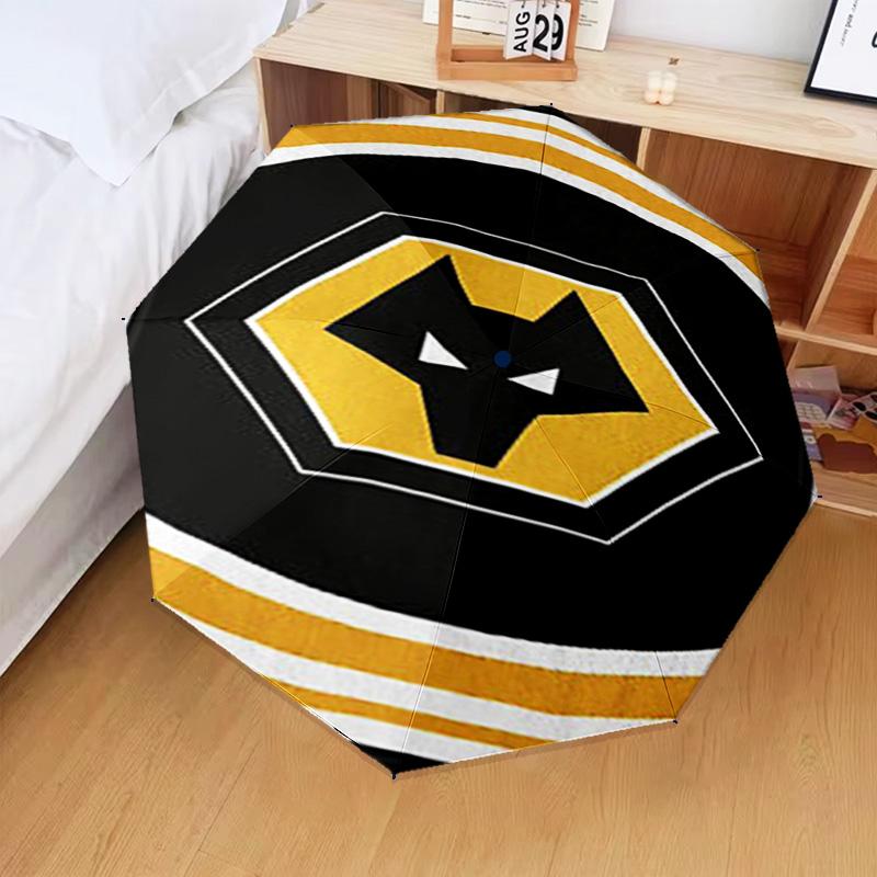 1PC Wolves Football Club Emblem Printed Umbrella Folding umbrella, automatic umbrella 8-Frame for Travel, camping Fan gifts Christmas Gifts