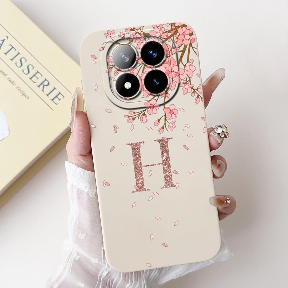 For Redmi Note 14 Pro Plus 5G Case Fashion A-Z Letters Luxury Flowers Shockproof Silicone Cover For Redmi Note 14 Pro+ 5G Funda