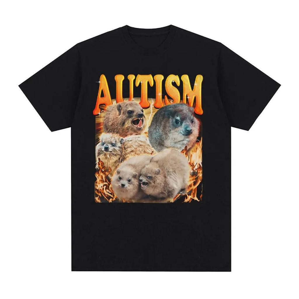 2025 Funny Tee Autism Unhinged Funny Rock Hyrax Meme Graphic T-shirts Cotton Clothing New Style Fashion Tshirt Hot Sale Clothing