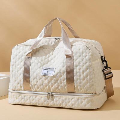 Borsa da Viaggio a Rete Romboide in Nylon Grande Capacità Borsa Tote Sportiva da Palestra con Scomparto Indipendente per Scarpe Borsa Duffel Portatile da Weekend/pernottamento/bagaglio a mano