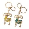 Keychain Pendant Sparkling Rhinestones Inlaid Goat Design Key Holder with Lobster Clasp Lightweight Car Hangers Decorative Pendant