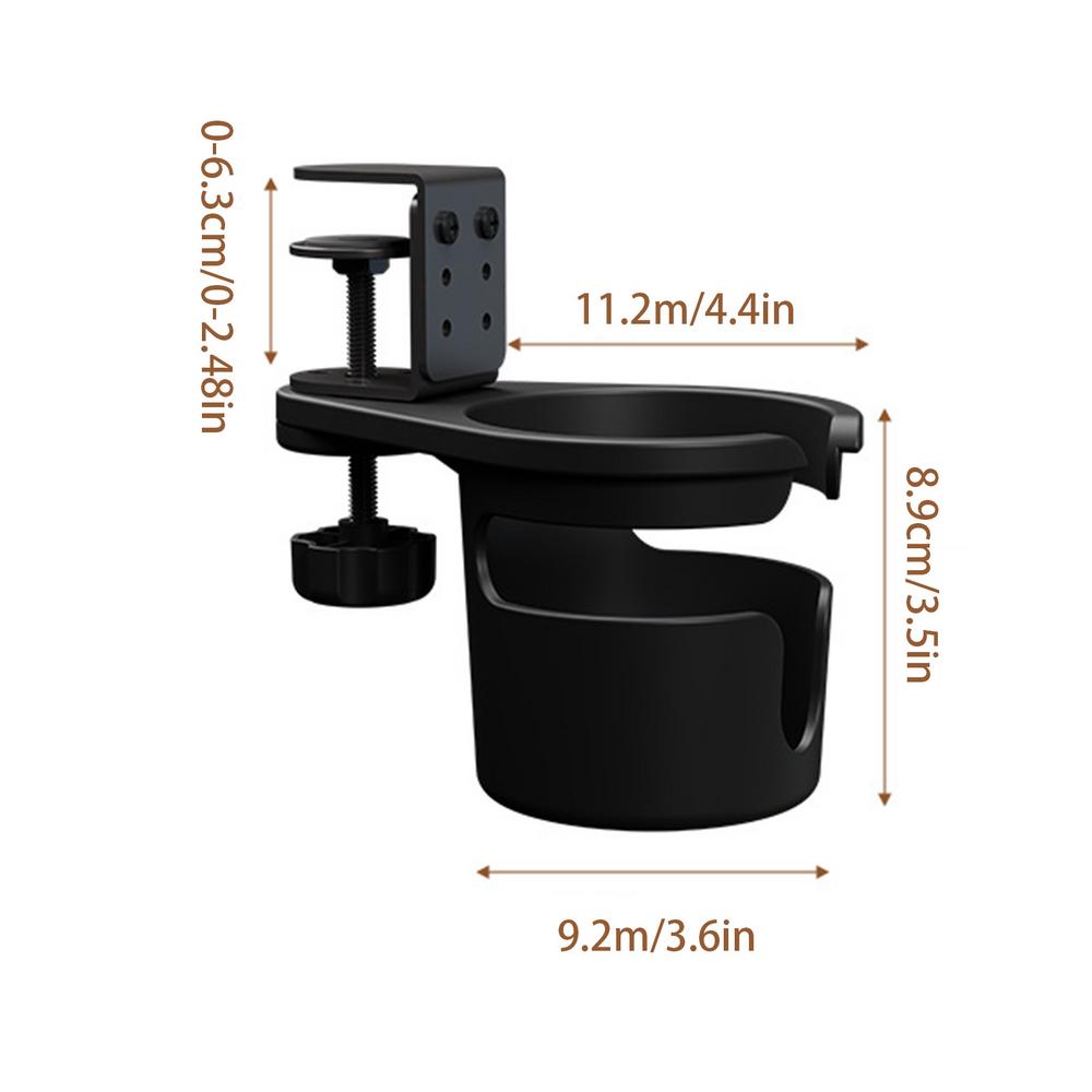 Desk Cup Holder Clamp Adjustable Anti-Spill Coffee Cup Holder 360 Degree Rotating Table Edge Clamp Cup Holder Anti-Fall Desk