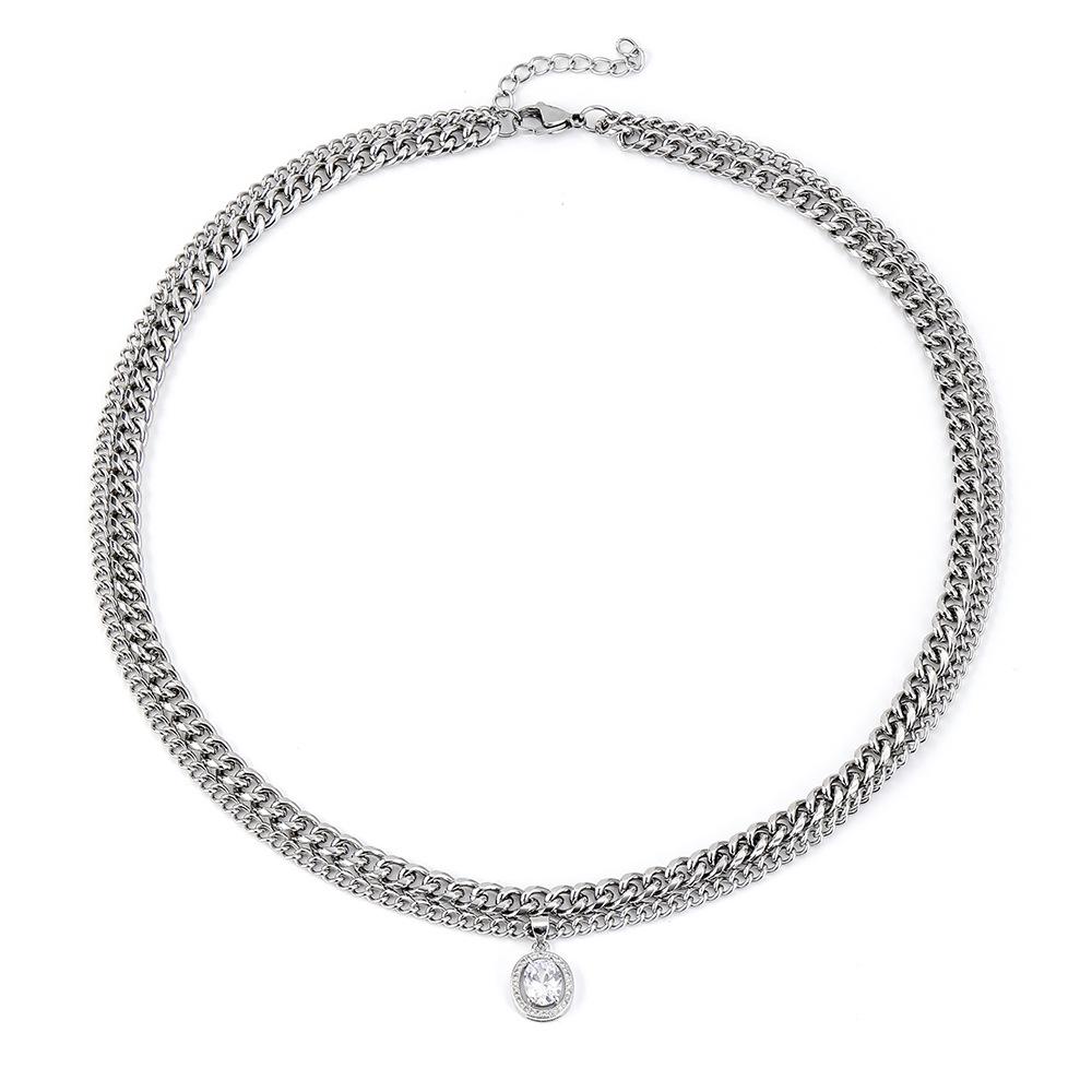 

Хай-энд хип-хоп циркониевая подвеска двухслойное ожерелье: Цепочка на ключицу из нержавеющей и титановой стали для мужчин