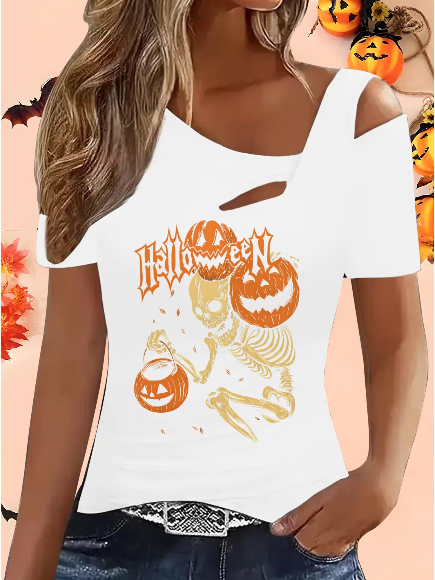 

Женские Свободные Топы Блузки Рубашки Подарок на Хэллоуин и Рождество S белый