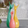 Home Décor Lucky Deer Family Set | Piano Finish Ceramic Figures - (Set of 3 Yellow, Pink, LightGreen)