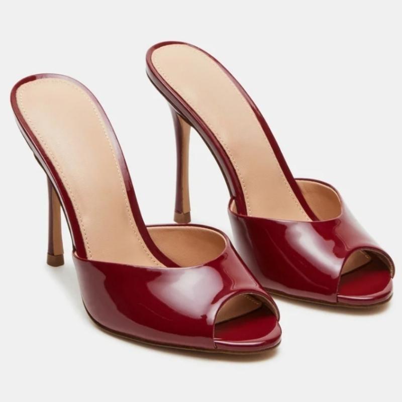 Sexy Mules Shoes Women Slippers 2025 Summer Slides Female Elegant High Heels White Black Red Sandals Large Size Party Shoe Brand