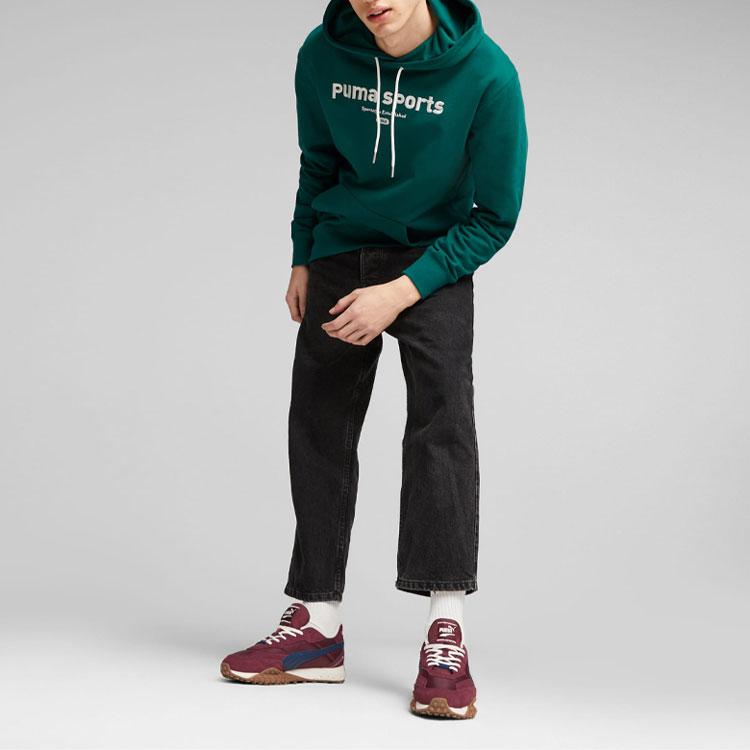 Puma Team Hoodie Letter Print Long Sleeve Sweatshirt Men hoodies Green 621322-43