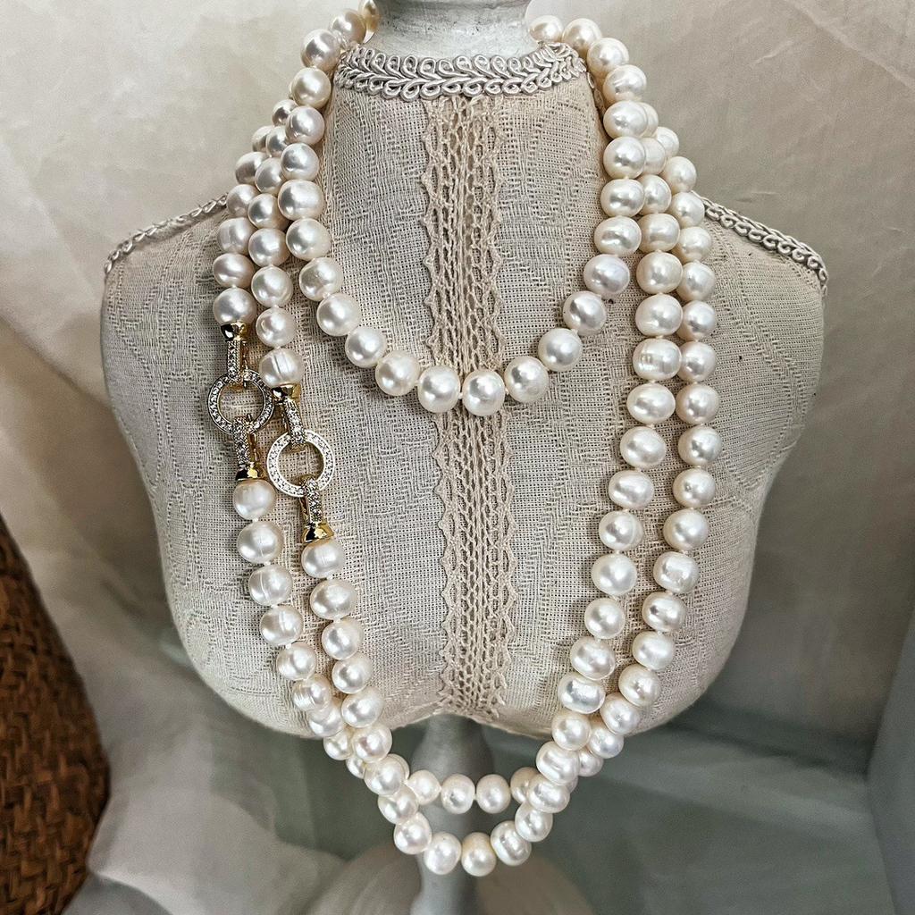 National Style Retro 8Mm Natural Freshwater Pearl Necklace Women'S Collarbone Chain Neck Chain For Mother Gift Commute