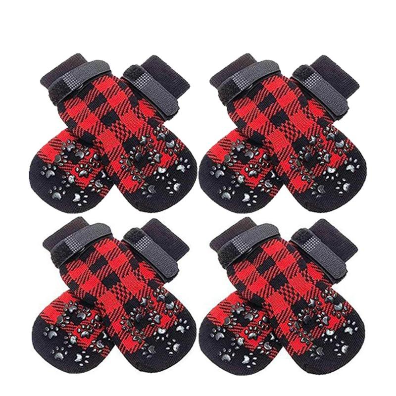 

4PCS/Set Pet Socks Foot Cover Cat and Dog Socks Outdoor Non-Slip Waterproof Shoes Large and Small Dog Shoes M красный