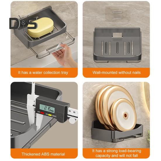 1/3-teilige Seifenschale zur Wandmontage mit Abtropfschale, stark belastbar, einfach zu installieren, Mehrzweck-Seifenhalter für Rasierer, Badezimmer-Organizer