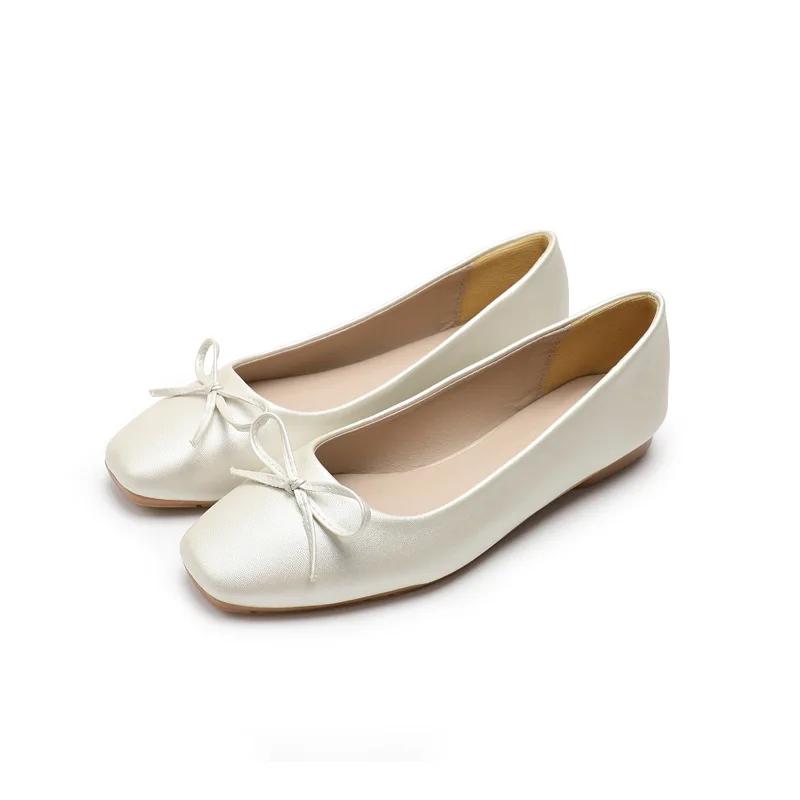 Módní ploché boty Dámské baleríny Kulatá špička Mašle Nazouvací Balerínky Ležérní mokasíny Dámské ležérní ploché boty 2025
