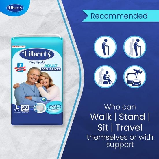 Liberty Eco Adult Diaper Pants Unisex, Large 20 Pcs, Waist Size (75-140 Cm | 30-55 Inches)