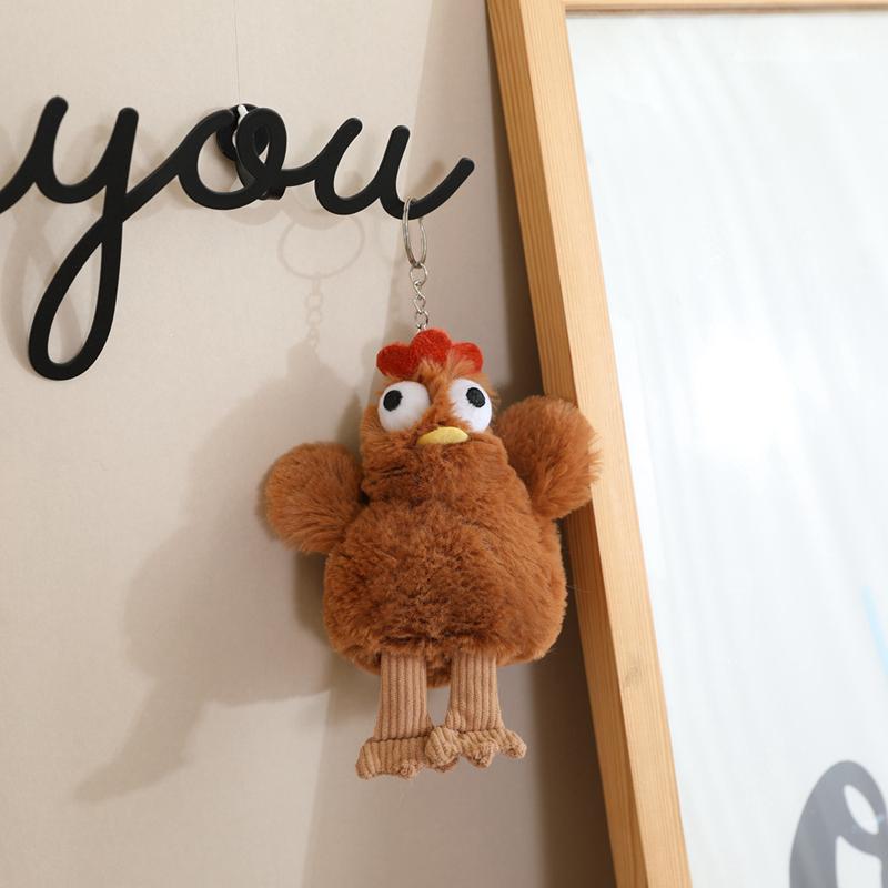 Cartoon Chicken Plush Keychain Bag Pendant Hanging Decoration Mini Stuffed Toy Hen Rooster Doll Ornament Car Keyring Kids Gift