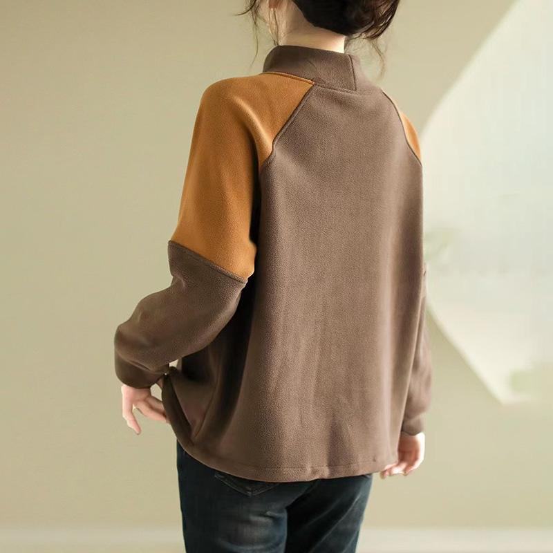 Sweatshirt for Women Cotton Loose Oversized Fleece Thickened Comfortable High Neck Casual Pullover Top Sweatshirt