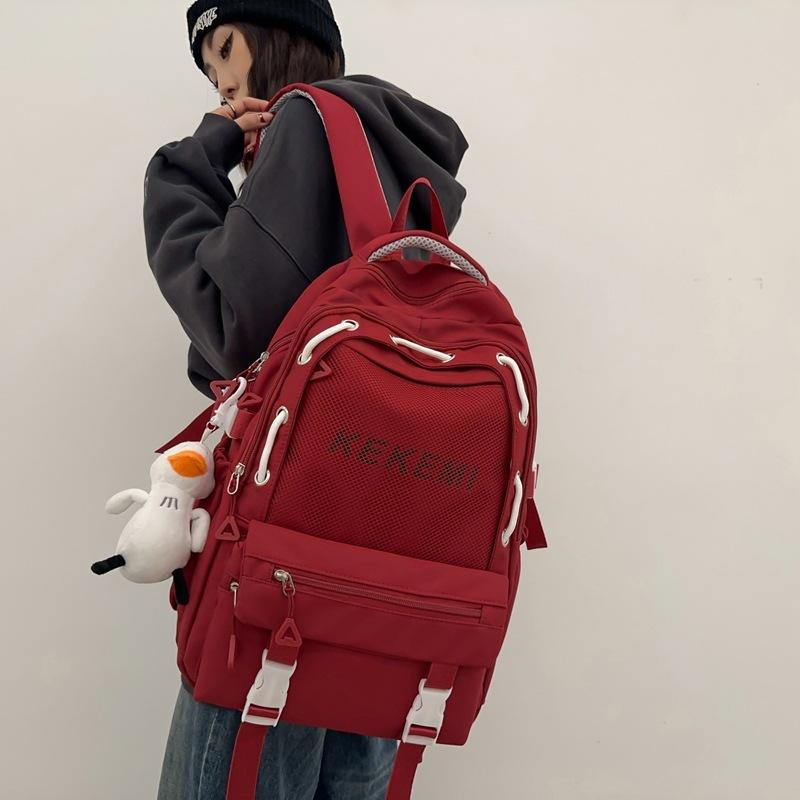 Spring new drawstring letter student schoolbag Korean version leisure sports style backpack