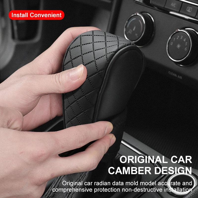 1Pcs PU Leather Non-slip Wear-resistant Car Shift Handle Cover For Ford Mustang Line Mondeo Focus Fiesta Escape Kuga Ecosport Ranger EXplorer Stickers