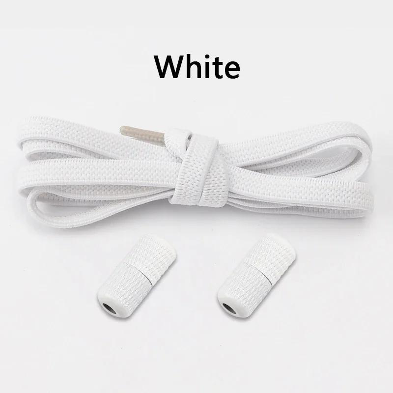 1 Pair Elastic Shoelaces Without Ties Flat Shoe Laces Round Metal Capsules Lock Rubber Band Lazy Shoes Lace For Sneakers