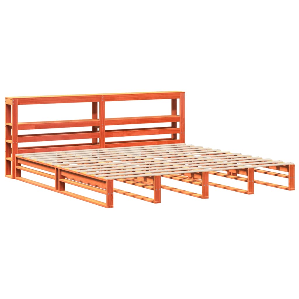 Solid Wood Bed without Mattress Wax Brown 200x200 cm Pine Wood