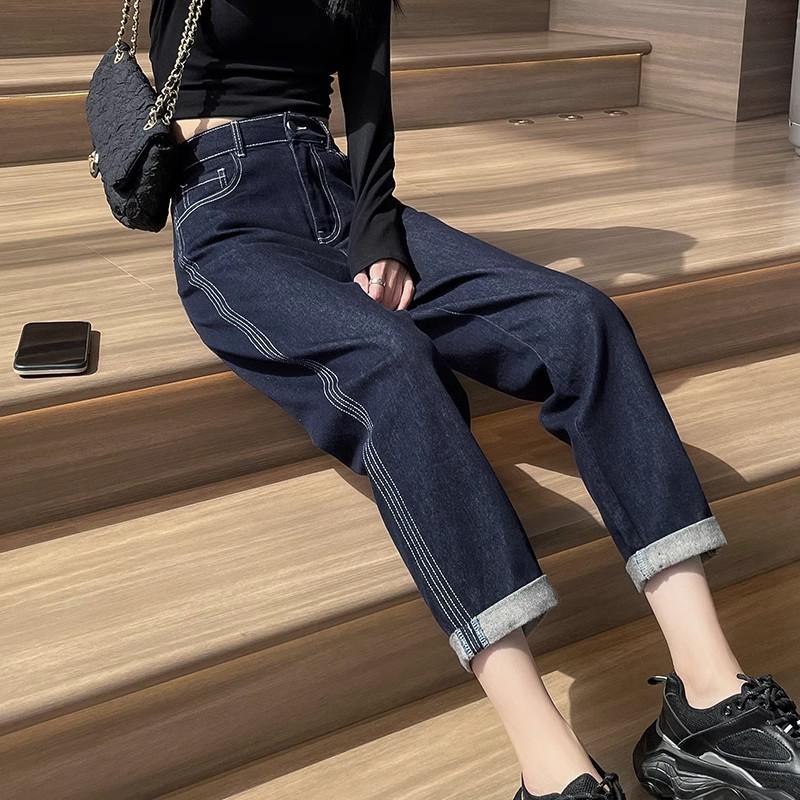 

2024 Women s High-Waisted Harem Jeans: New Spring/Autumn Petite Nine-Point Fashion Carrot Pants 26