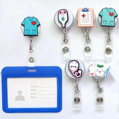 Cartoon Retractable Doctor Nurse Office Badge Reel ID Lanyard Name Tag Card Badge Holder Reels Keychain Card Holder Accessories