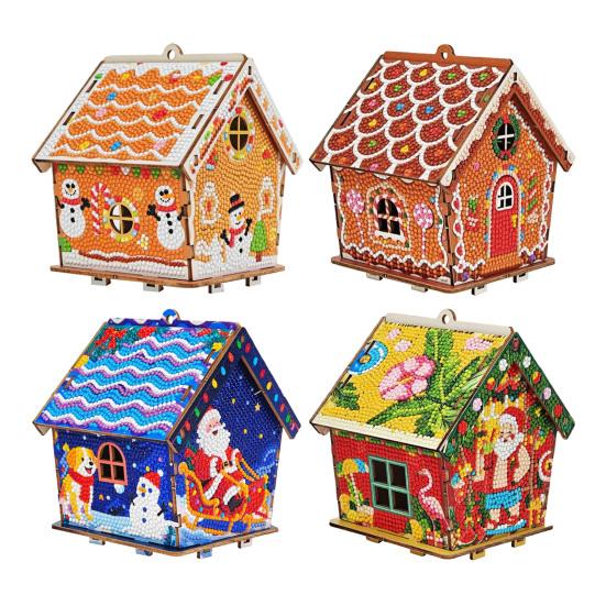 DIY Lebkuchenhaus Strass Malset Weihnachten 3D Strass Kunst Puzzle Hängeornament für Anfänger und Erwachsene Feiertagsdekoration