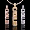 Collana Pendente Nome Verticale Lettere a Doppio Strato Iced Out Personalizzata Argento Sterling 925 Carattere Pennellato Lettera Pendente Moissanite VVS