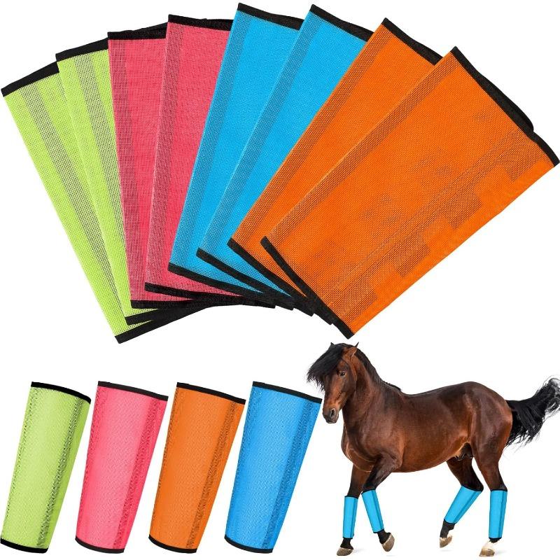 4pcs Professional Fly Protection Boots for Horses, Breathable Mesh with Non-Slip Straps for Pasture, Training, Stable Use