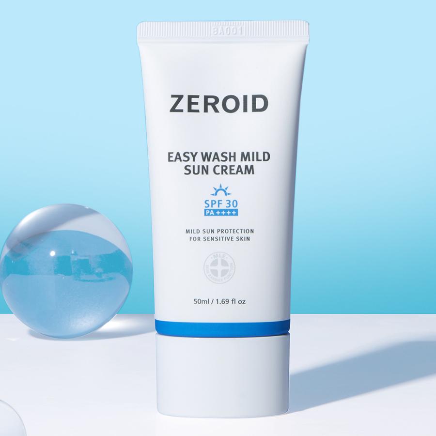ZEROID Easywash Milde Sonnencreme 50ml , Sanfter täglicher Sonnenschutz für empfindliche Haut LSF30 PA++++