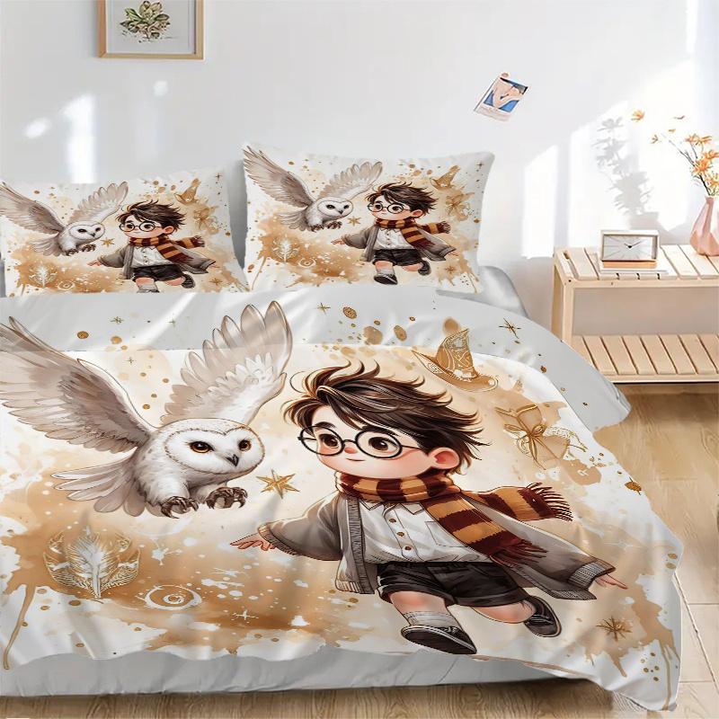3pcs Lively Harry Potter Bedding Set - Includes Quilt Cover and Pillowcases, Suitable for All Seasons L061