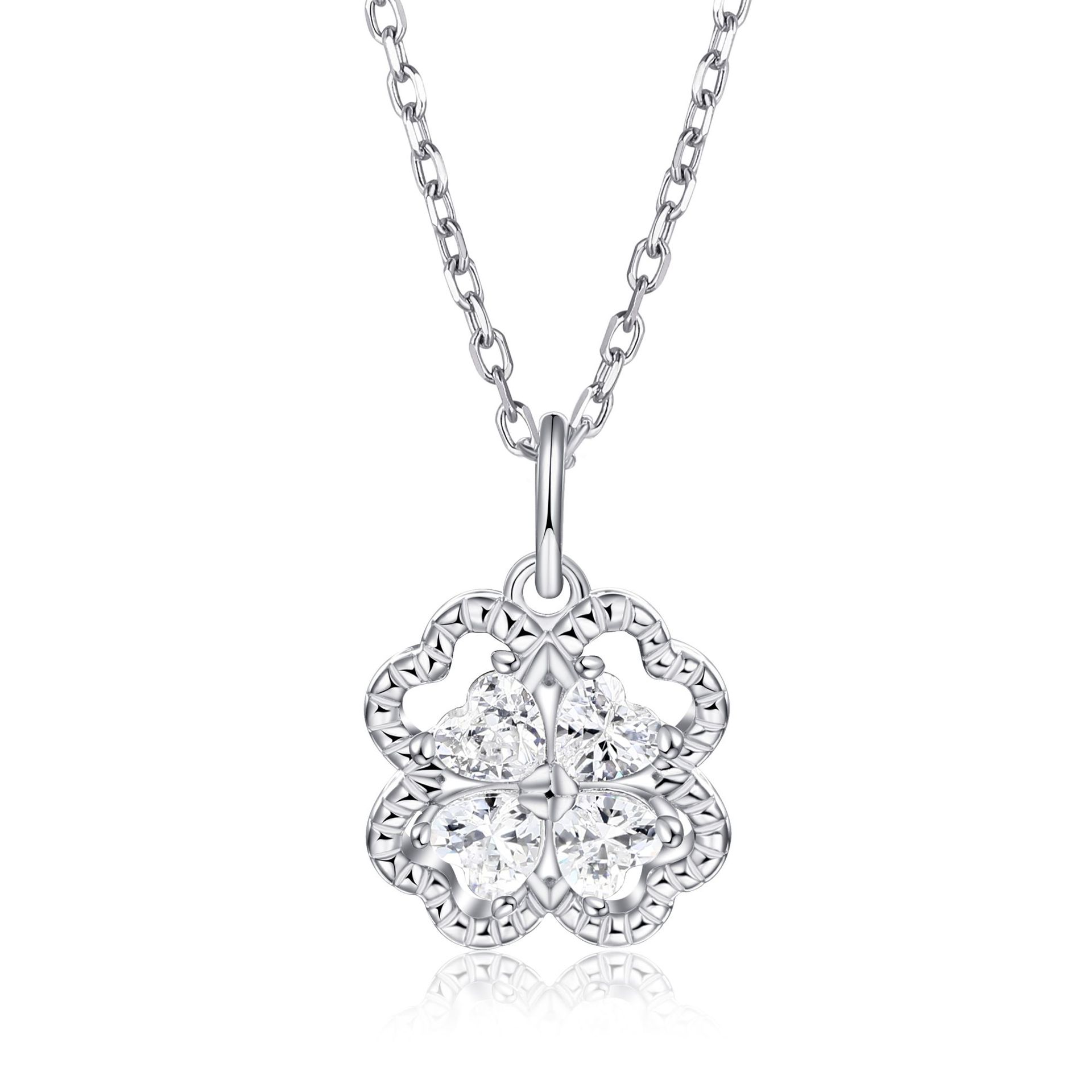Silver jewelry S925 sterling silver clover necklace accessory design jewelry love choker heart pendant 925 silver платиновый