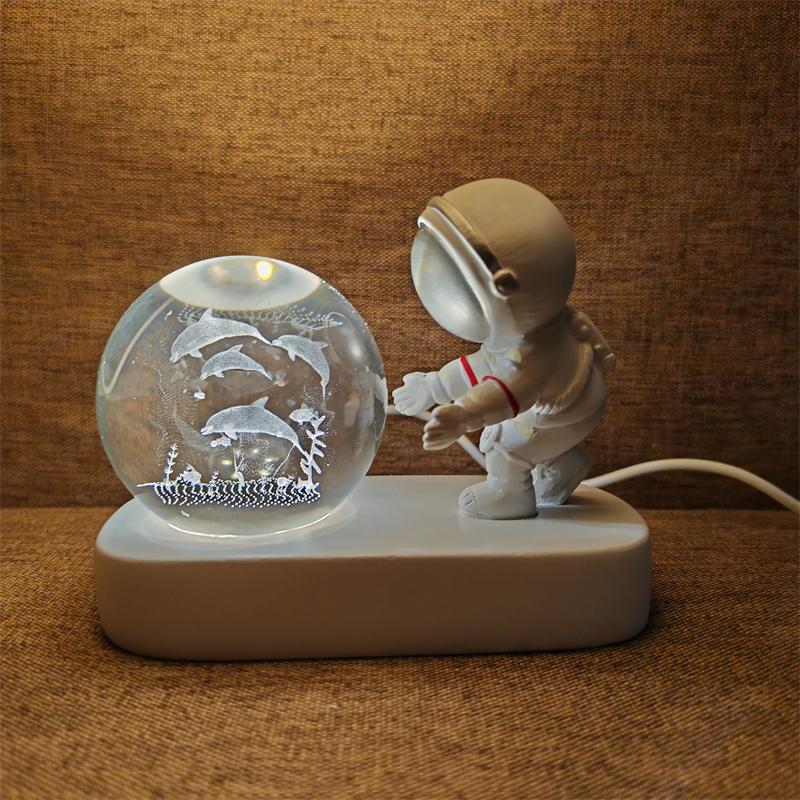 Astronaut Creativ 3D Minge de Cristal Led Lumină de noapte pentru Dormitor Copii Planetă Spațiu Lampă Sistem Solar USB Cadou de Crăciun pentru copii
