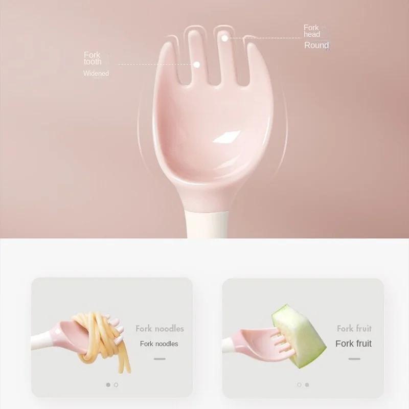 Baby Children Spoon Fork Set Soft Bendable Silicone Scoop Fork Kit Tableware Toddler Training Feeding Cutlery Utensil1PC