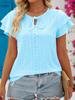 T-shirt à manches courtes à volants et cordon de serrage pour femme grande taille