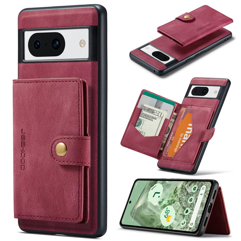 For Google Pixel 8a Case Leather+TPU Retro Phone Cover Detachable Magnetic Back Card Pocket