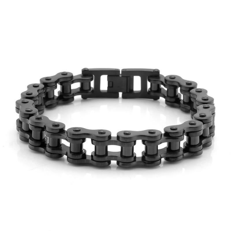 Stainless Steel Chain Bracelet Men Women Cycling Biker Punk Style Titanium Geometric Design