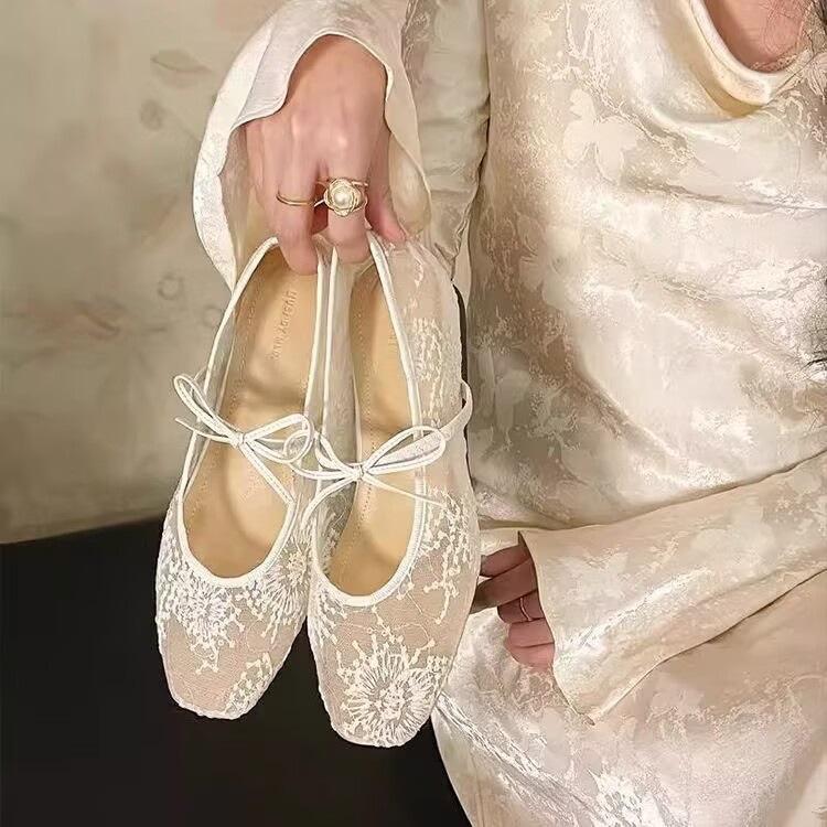 Breathable Mesh Flats Flat Bottom, See-Through, Lightweight & Non-slip Summer Shoes 35 белый