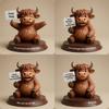 Coffee Highlands Cow Figurines Farmhouse Decors,Resins Animal Statue Table Ornament Garden Bookshelfs Decors Calf Lover