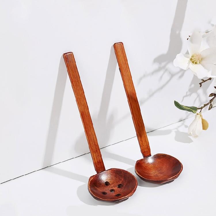 Noodles Soup Spoon Strainer Kitchen Ladles Soup Spoon Wood Serving Spoons Cooking Utensils with Long Straight Handle