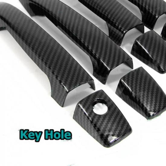 For 08-11 Subaru Impreza Glossy Black Carbon Fiber Side Door Handle Covers Trims