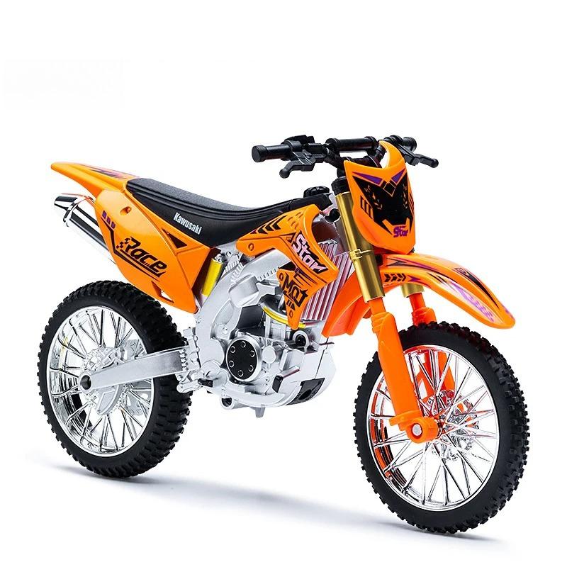 

1/10 Kawasaki KX450F Литой из сплава Модель мотоцикла Коллекция транспортных средств со звуком Внедорожный Автоцикл Игрушки Машина оранжевый