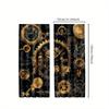 2 szt. Zasłony Artystyczne Steampunkowe Vintage - Industrialne Czarne ze Złotymi Kołami Zębatymi i Wzorem Zegara   Półprzezroczysty Poliester   Pranie w Maszynie