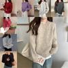 Fauler Strickpullover für Damen mit einfarbigem Design für die Herbstkälte