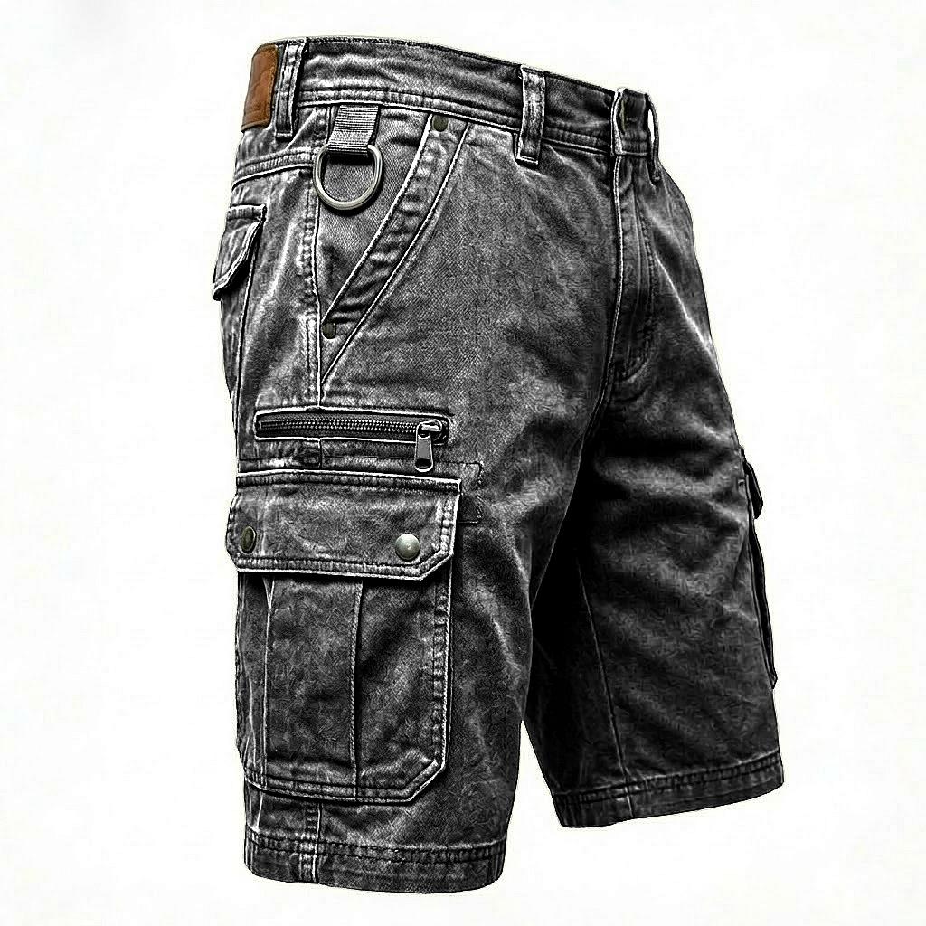 Vintage Multi-Pocket Cargoshorts Herren Lässig Einfarbige Lockere Gerade Shorts Frühling Sommer Herrenmode Knielange Hosen