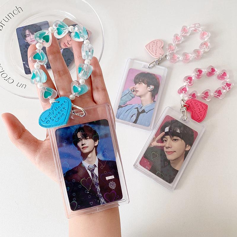 Acryl Fotorahmen Transparenter Fotokartenhalter Kpop Ordner Fotokarten Karten-Display-Ständer Kartenverpackungsmaterialien mit Anhänger