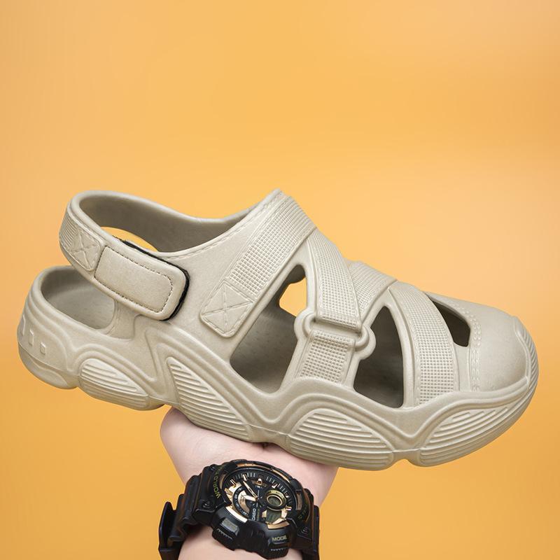 

Модные мягкие удобные спортивные сандалии из ЭВА с круглым носком, износостойкие нескользящие сандалии-слайды, повседневные универсальные пляжные тапочки для отдыха на открытом воздухе 44 серый