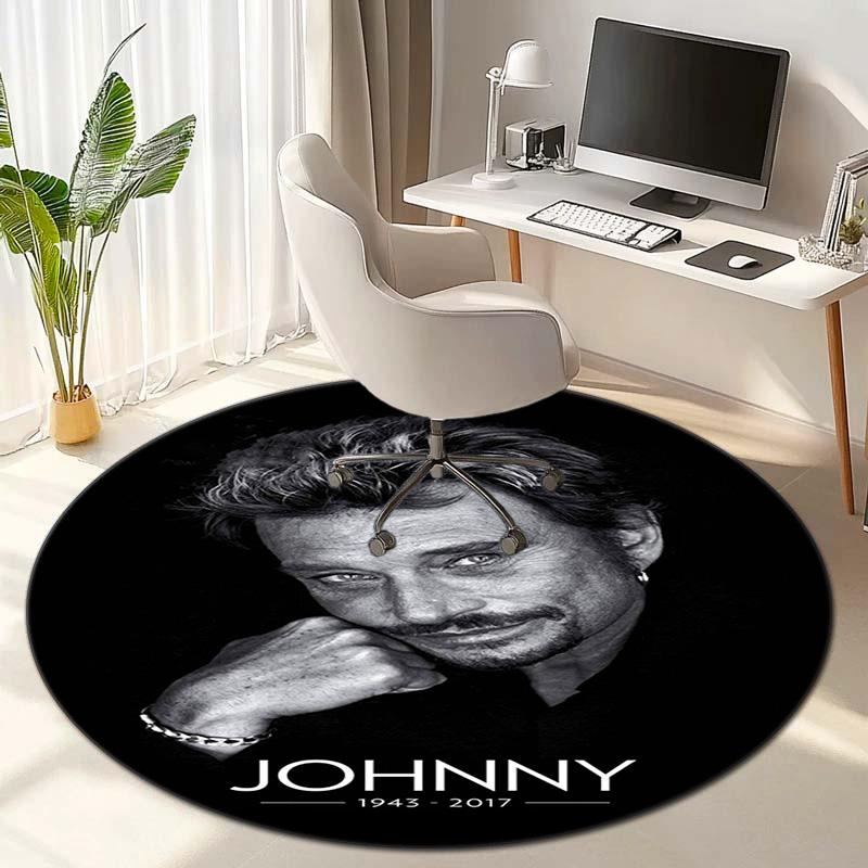 French legendary rock singer and actor Johnny Hallyday Round Carpet Soft Home Decoration Corridor Table and Chair Anti slip Outdoor Floor Mat rug H9