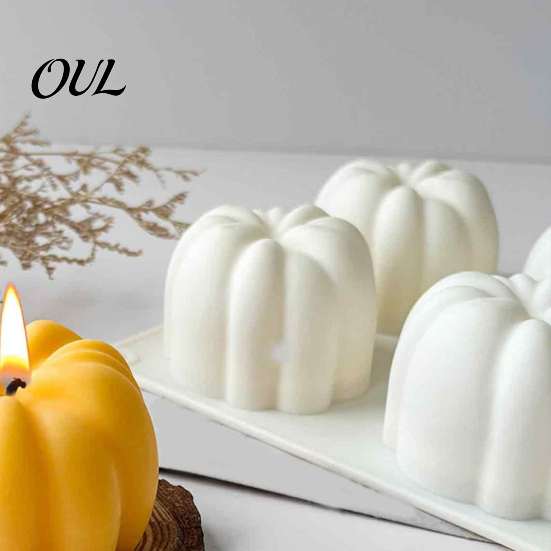 Non Stick Pumpkin Silicone Form 3D Candle Mold, Food-Grade Non-Stick Flexible DIY Baking Casting Mold Halloween Themed for Mousse Cakes And