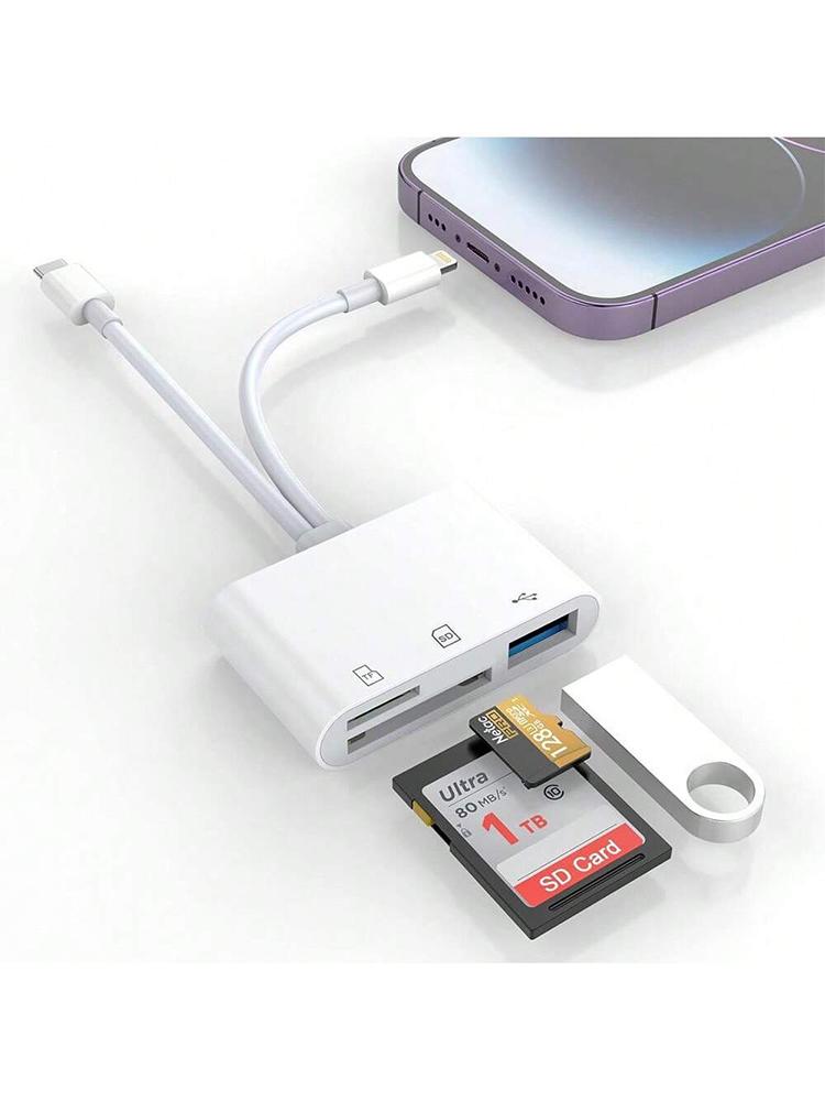 

Картридер SD 5-в-1 Lightning / Type C на USB 3.0/SD/TF, адаптер для карт памяти для iPhone iPad MacBook Samsung Andro белый